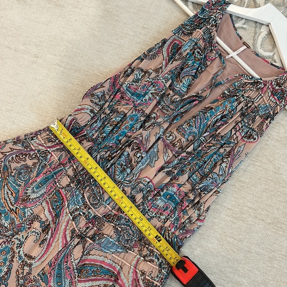 Free People Metallic Tan Gold Dust Jumpsuit Wide Leg Smocked Lined M  NWOT - Picture 10 of 16